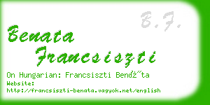 benata francsiszti business card